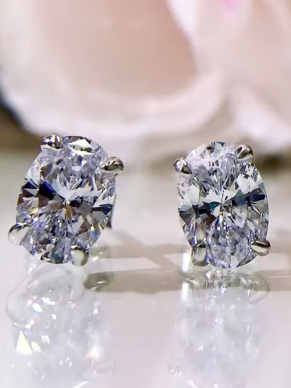 Classic Oval White Sapphire Earrings